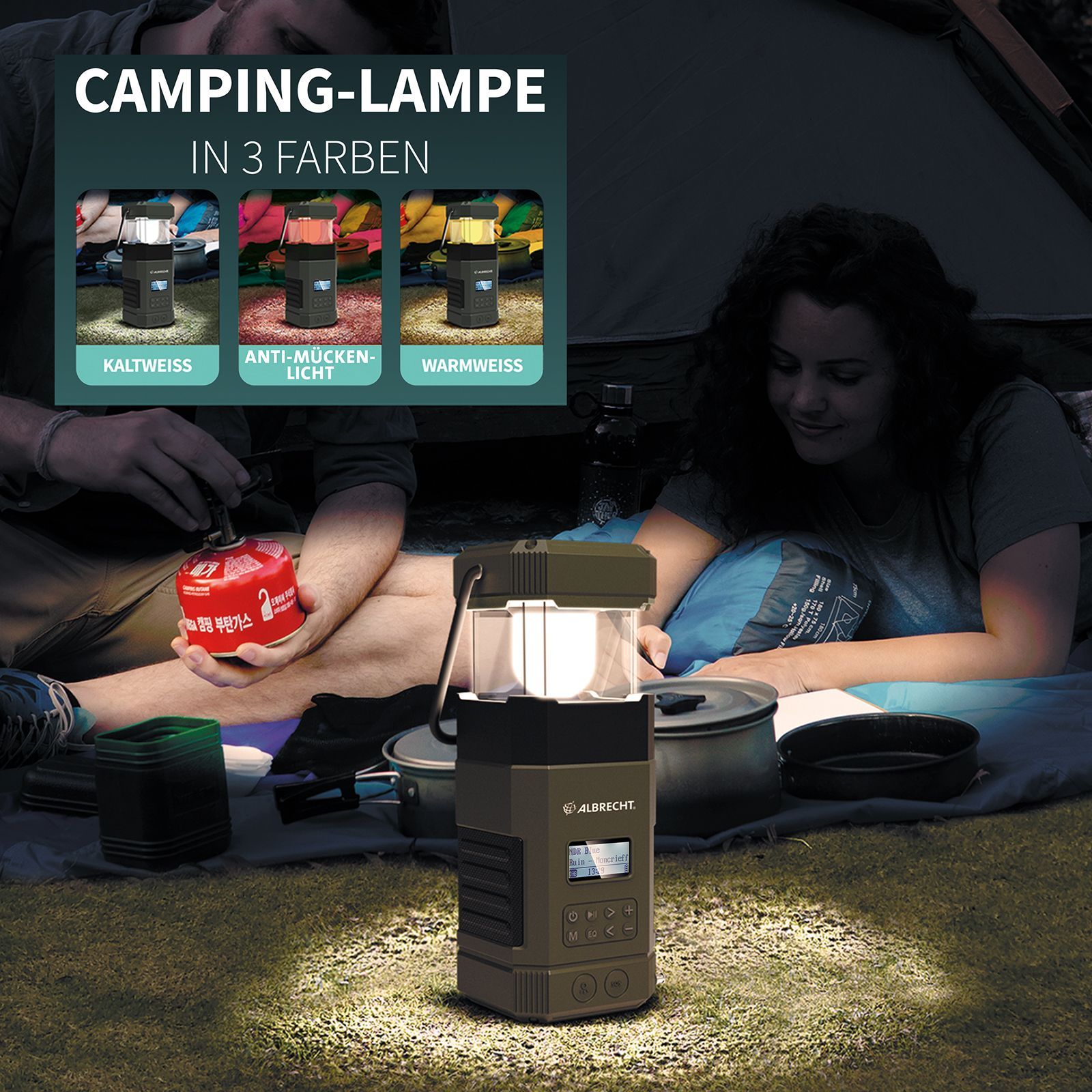 Albrecht DR 114 DAB+ Outdoor-Radio mit Camping-Lampe, UKW, SOS, Taschenlampe, Solar, PowerBank