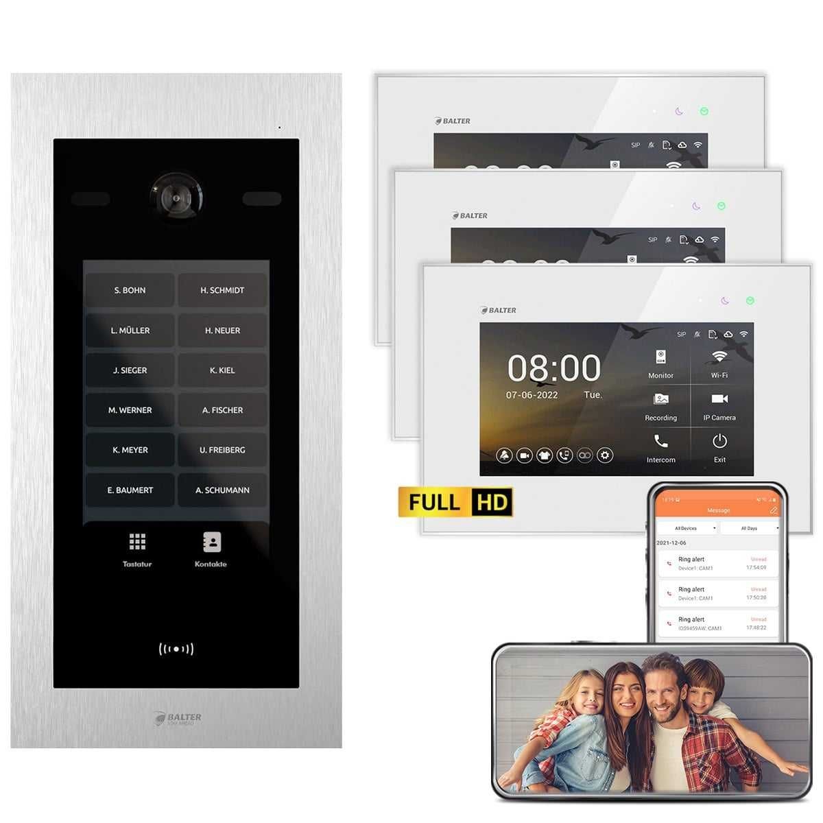 4255573310759 - BALTER EVO HD Touch 7 Video Türsprechanlage Silber Weiß für bis zu 1000 Familienhaus Set Ohne 3x 7 L 4255573310759 - BALTER EVO HD Touch 7 Video Türsprechanlage Silber Weiß für bis zu 1000 Familienhaus Set Ohne 3x 7 L