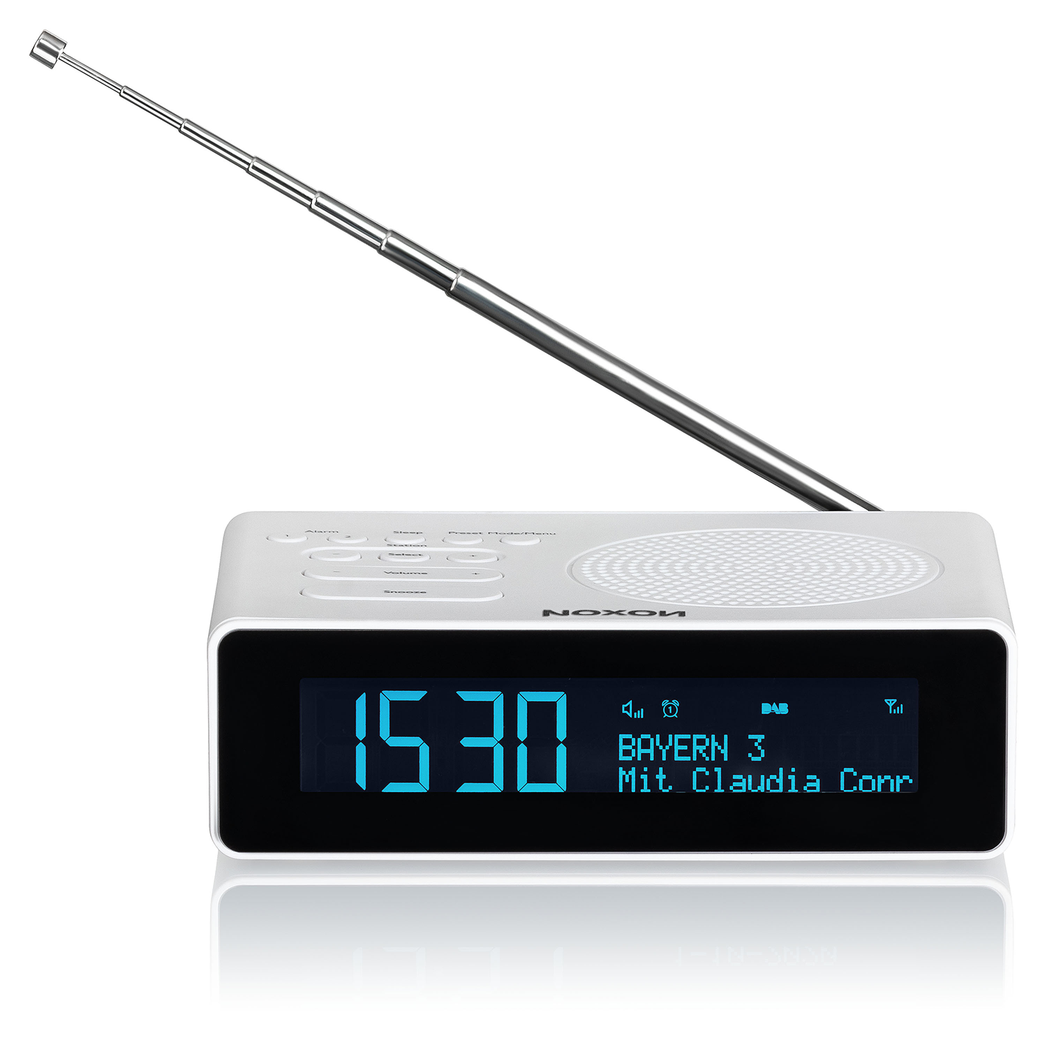 Noxon Gotthard Weiss DAB+, UKW Uhrenradio mit grossem LC-Display, Wecker, Snooze,