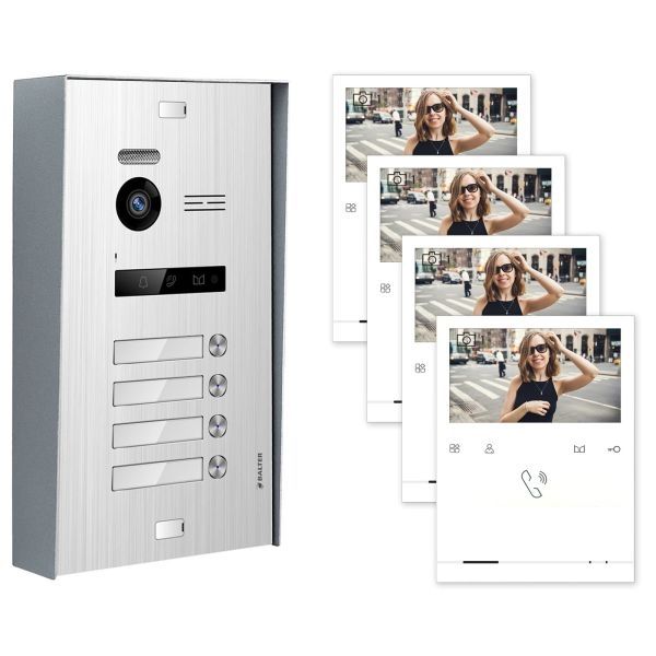 4255573301016 - BALTER EVO Aufputz Video Türsprechanlagen Silber-Weiß Set 4 Familienhaus 4x 43“ LCD Quick Monitor 4255573301016 - BALTER EVO Aufputz Video Türsprechanlagen Silber-Weiß Set 4 Familienhaus 4x 43“ LCD Quick Monitor