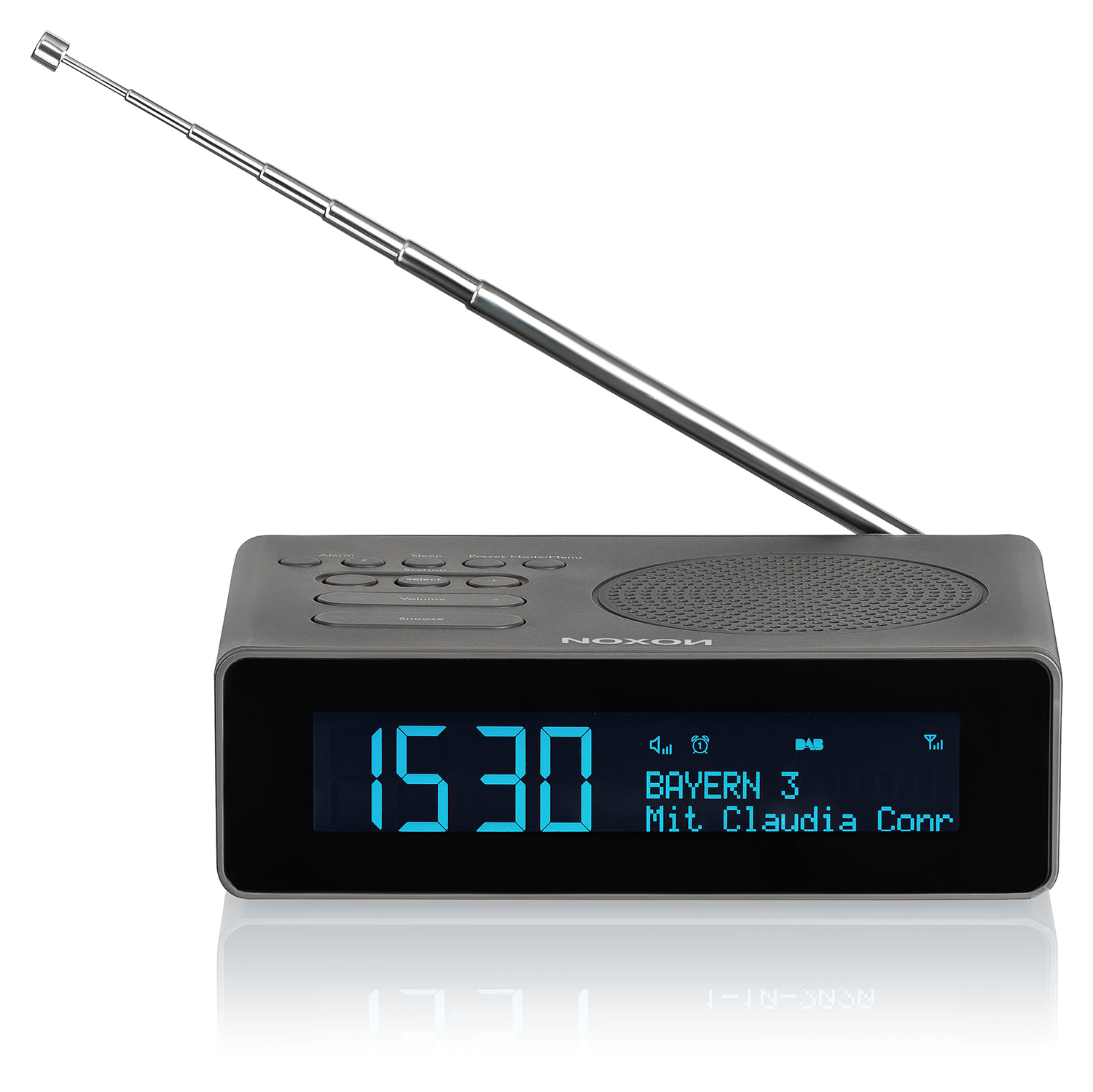Noxon Gotthard Schwarz DAB+, UKW Uhrenradio mit grossem LC-Display, Wecker, Snooze,