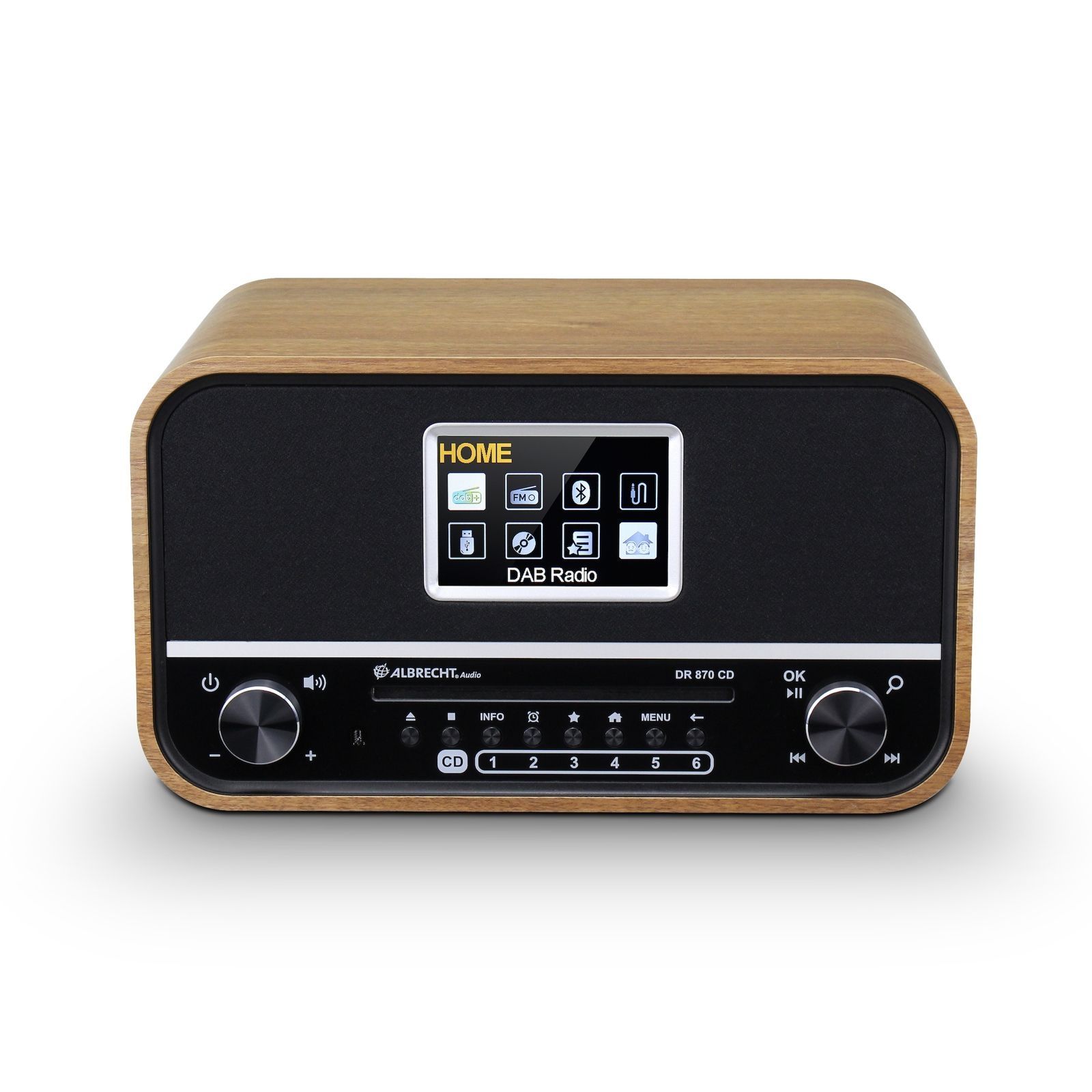 4032661278708 - DR 870 CD Seniorenradio DAB+ UKW CD USB Tischradio DAB+ UKW DAB+ UKW Bluetooth® Weckfunktion Inkl Fernbedienung Walnuss Schwarz 4032661278708 - DR 870 CD Seniorenradio DAB+ UKW CD USB Tischradio DAB+ UKW DAB+ UKW Bluetooth® Weckfunktion Inkl Fernbedienung Walnuss Schwarz