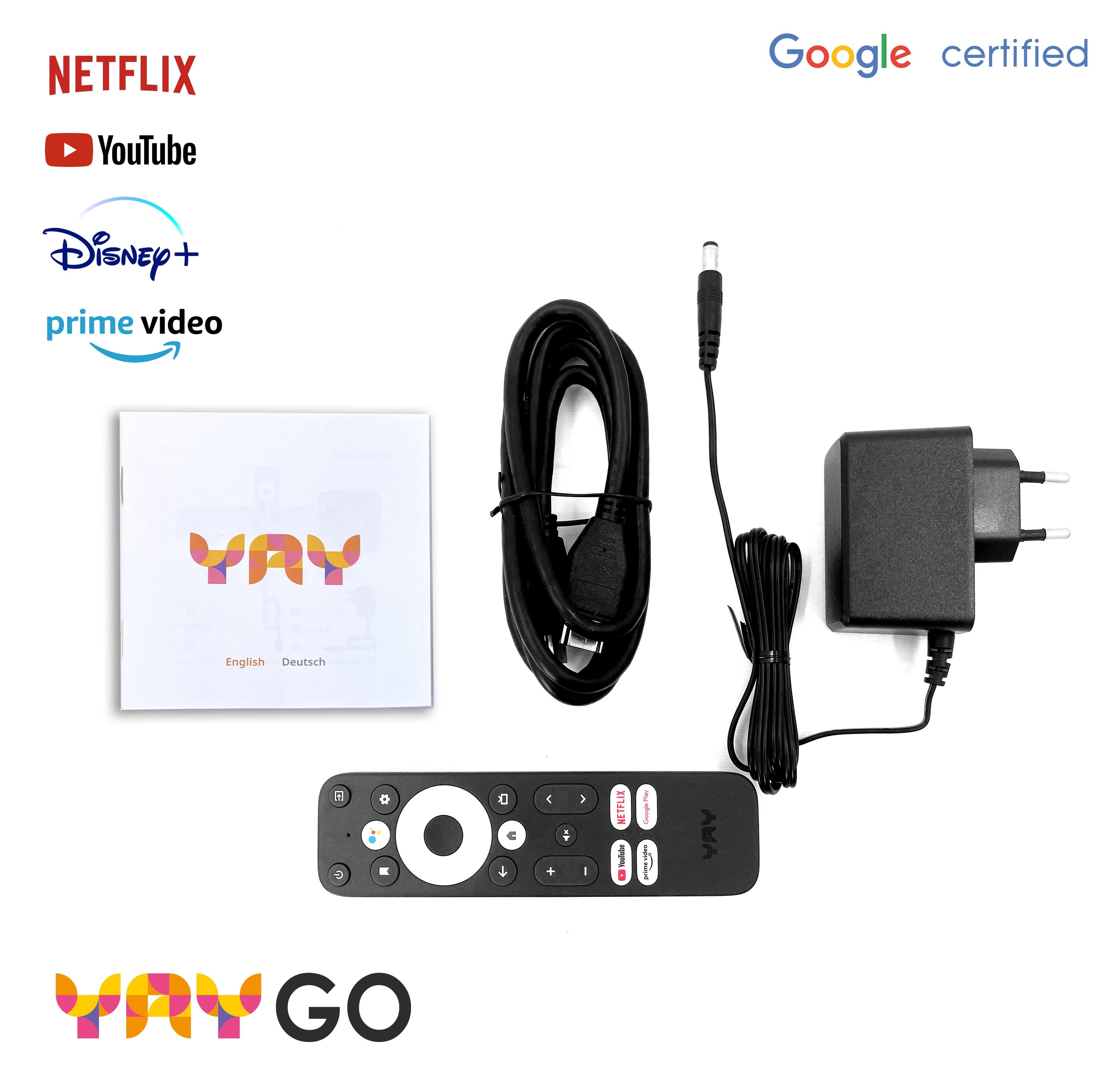 YAY GO Android TV HIGH-END 4K UHD Streaming Box Android 14 B-Ware