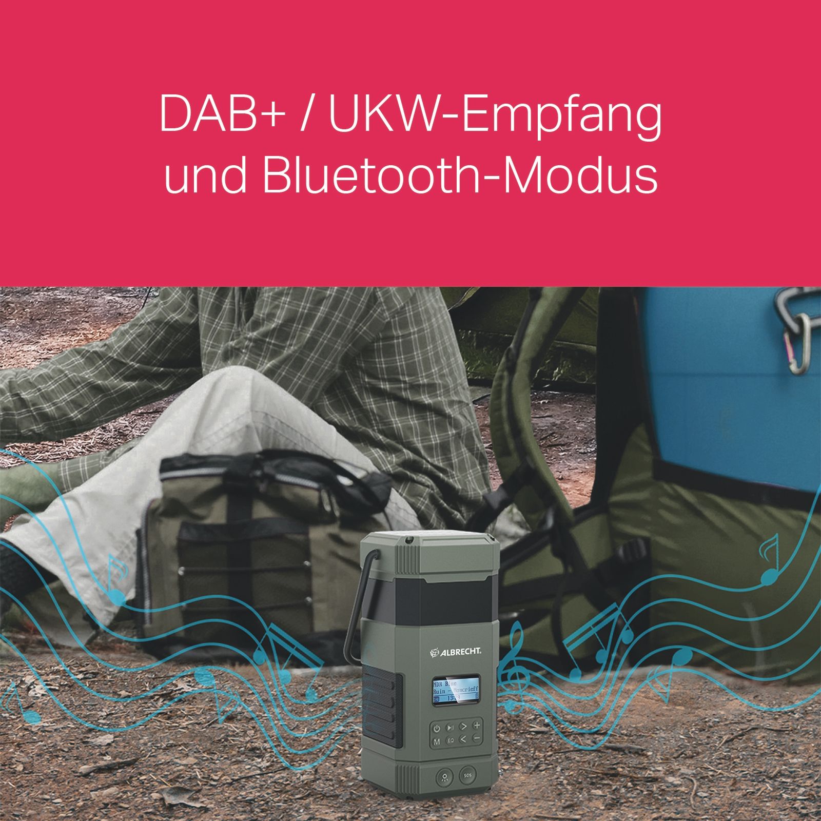 Albrecht DR 114 DAB+ Outdoor-Radio mit Camping-Lampe, UKW, SOS, Taschenlampe, Solar, PowerBank