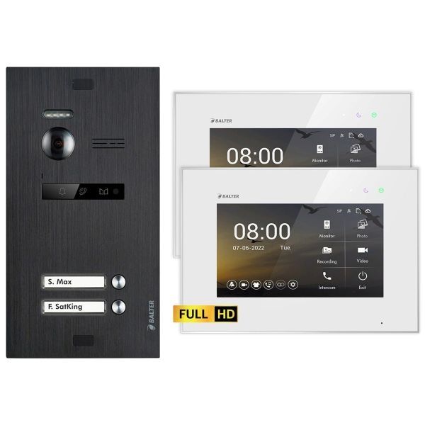 4255573304673 - BALTER EVO HD Video Türsprechanlagen Schwarz Weiß 2 Familienhaus Set 2x 7 LCD Monitor 4255573304673 - BALTER EVO HD Video Türsprechanlagen Schwarz Weiß 2 Familienhaus Set 2x 7 LCD Monitor