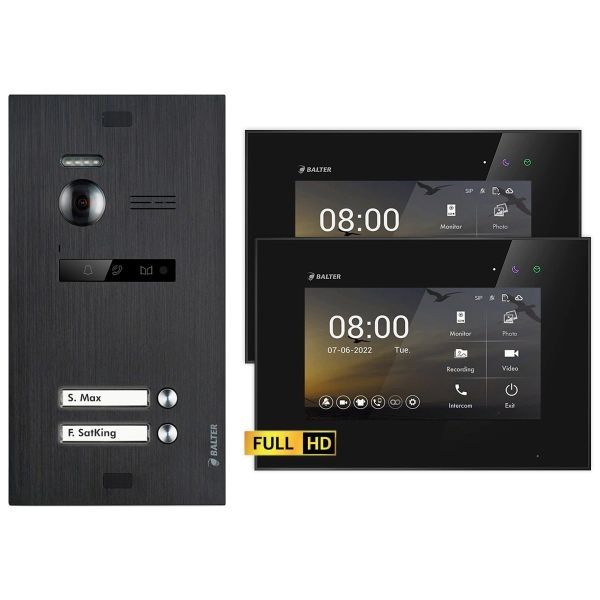 4255573304475 - BALTER EVO HD Video Türsprechanlagen Schwarz Schwarz 2 Familienhaus Set 2x 7 LCD Monitor 4255573304475 - BALTER EVO HD Video Türsprechanlagen Schwarz Schwarz 2 Familienhaus Set 2x 7 LCD Monitor