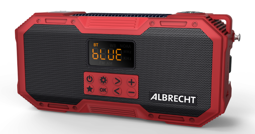 Albrecht Radio DR 112 Outdoor DAB+, Akku, Kurbel, Bluetooth, Stereo, rot/schwarz
