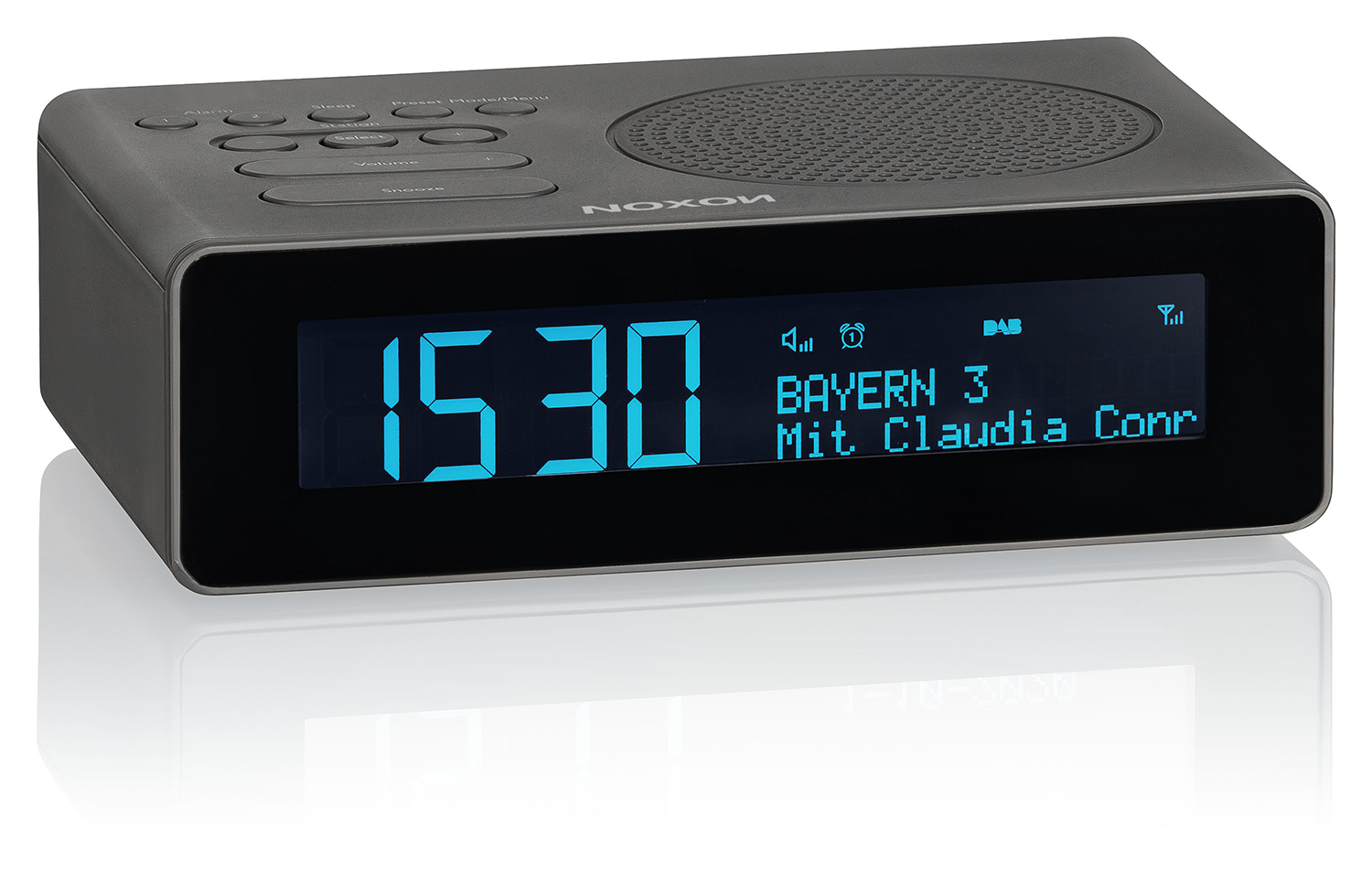 Noxon Gotthard Schwarz DAB+, UKW Uhrenradio mit grossem LC-Display, Wecker, Snooze,