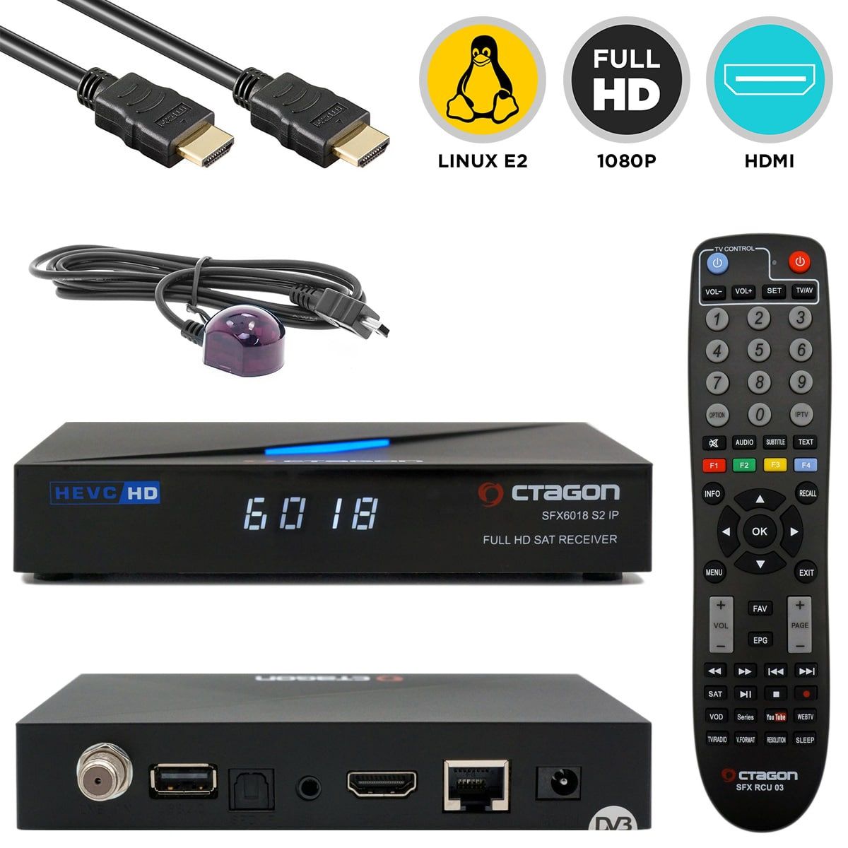 4260189999366 - SFX6018 S2+IP Full HD Sat IP-Receiver (Linux E2 &  Define OS DVB-S2 1080p HDMI USB LAN)