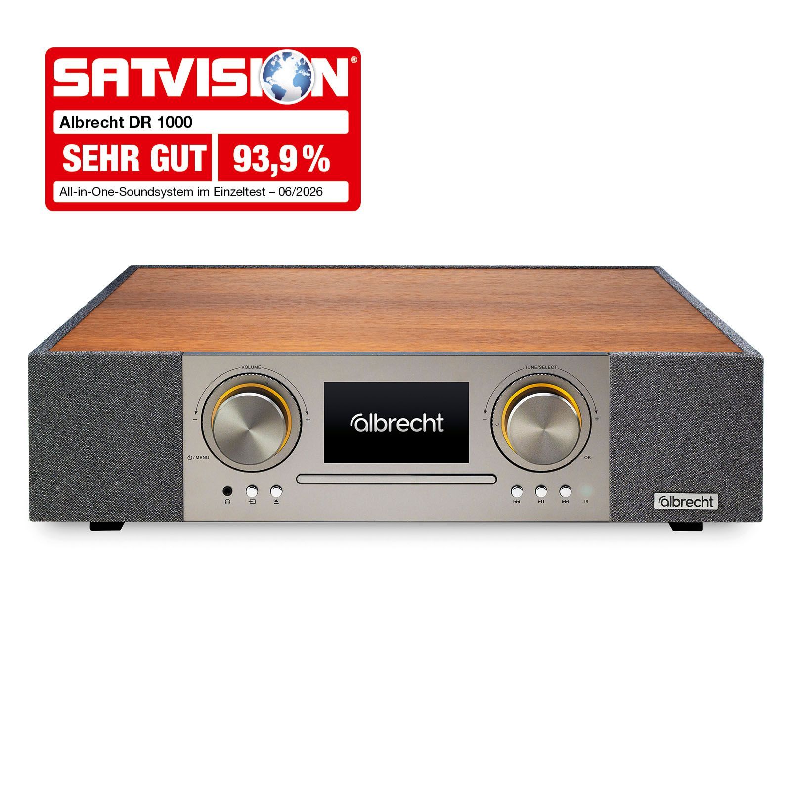 Albrecht DR 1000 All-In-One Soundsystem 4,3" Farbdisplay, 2.1 Stereo, 3D Soundbar, Subwoofer, App