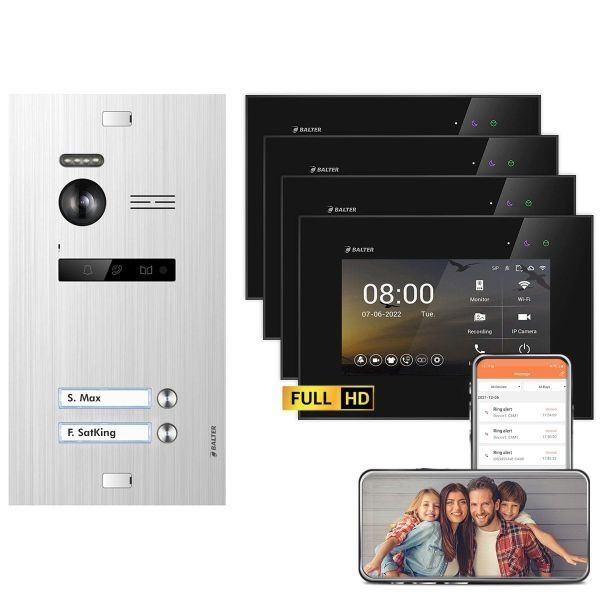 4255573305120 - BALTER EVO HD Video Türsprechanlagen Silber Schwarz 2 Familienhaus Set 2x 7 Monitor WiFi + 2x 7 Moni 4255573305120 - BALTER EVO HD Video Türsprechanlagen Silber Schwarz 2 Familienhaus Set 2x 7 Monitor WiFi + 2x 7 Moni