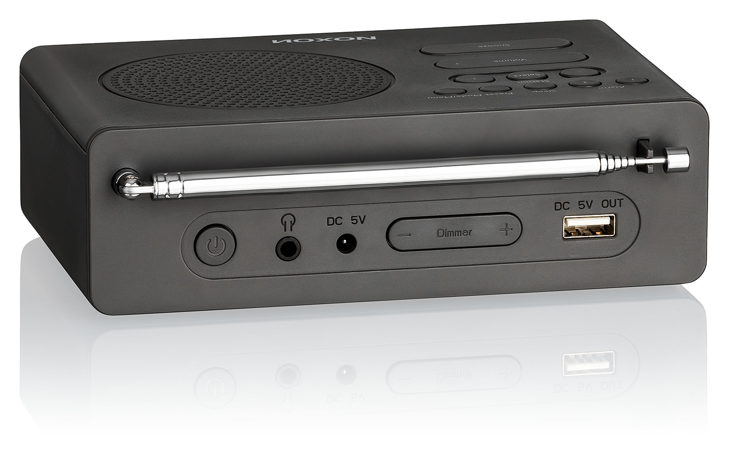 Noxon Gotthard Schwarz DAB+, UKW Uhrenradio mit grossem LC-Display, Wecker, Snooze,