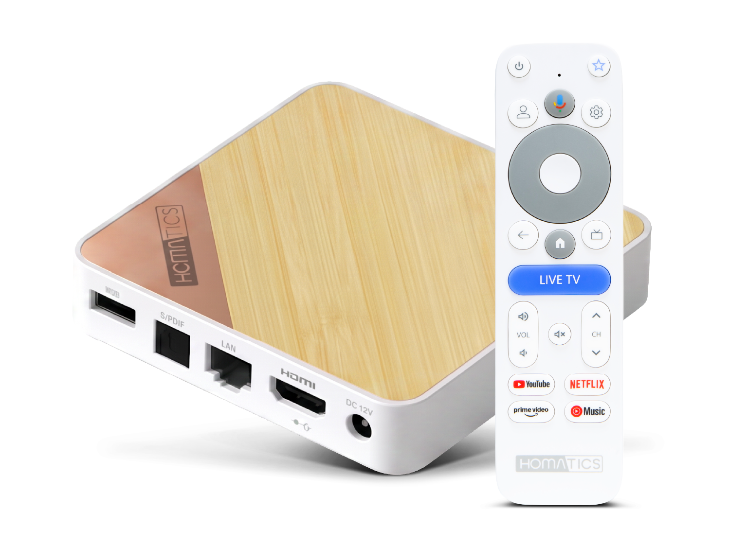 Homatics Box 4K V2 Google TV Mediaplayer 4K UHD, HDR, 5GHz WiFi, Bluetooth, Sprachfernbedienung