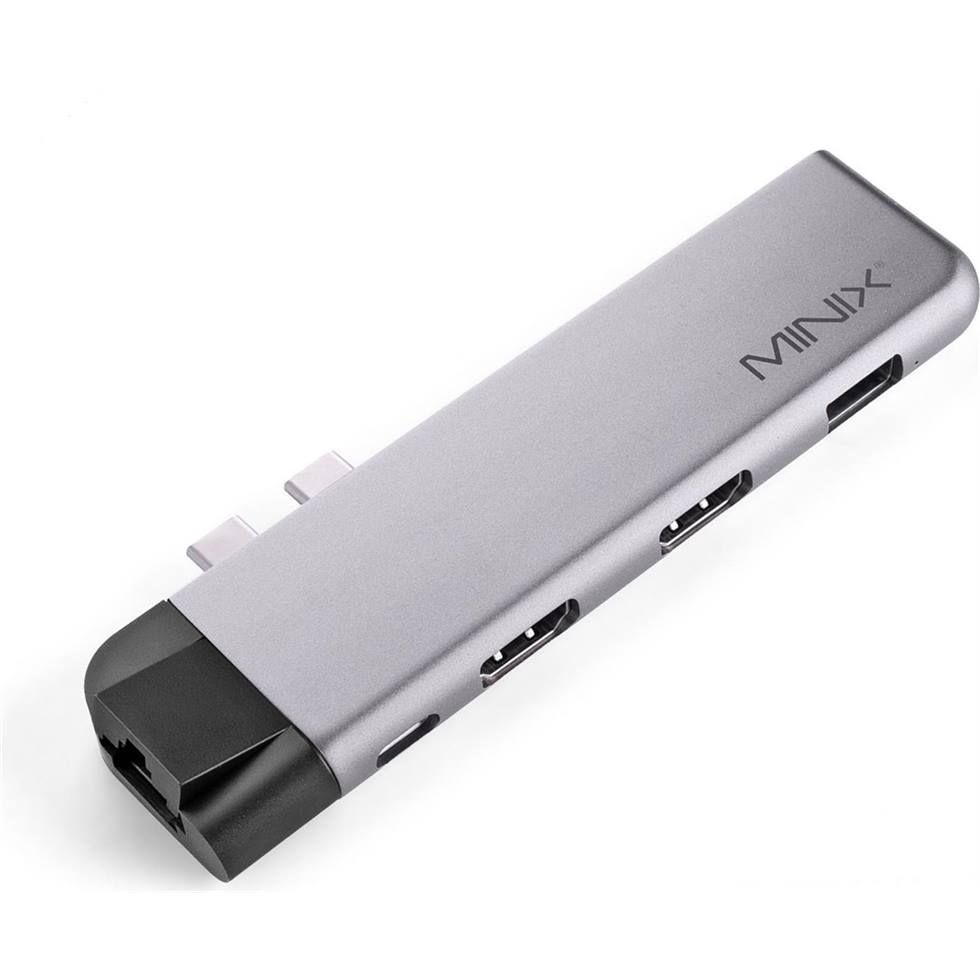Minix Multiadapter NEO C-DH, USB Typ-C, HDMI, RJ45, USB 3.0, 135 cm Grey