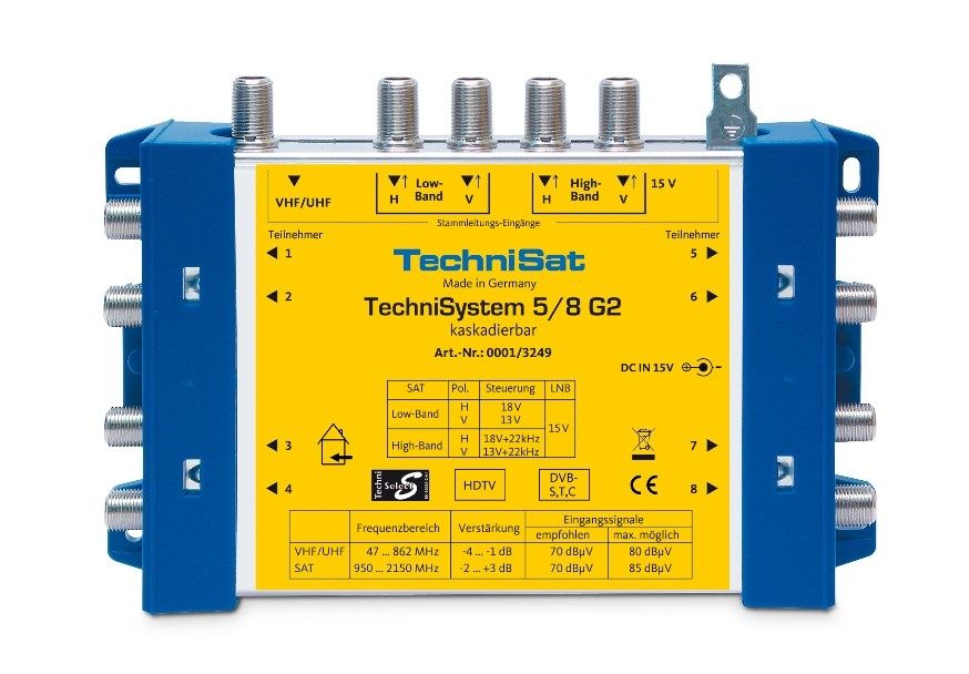 4019588132498 - TechniSat Technisystem 5 8 G2 DC-NT SAT Multischalter Eingänge (Multischalter) 5 (4 SAT 1 terrestrisch) Teilnehmer-Anzahl 8