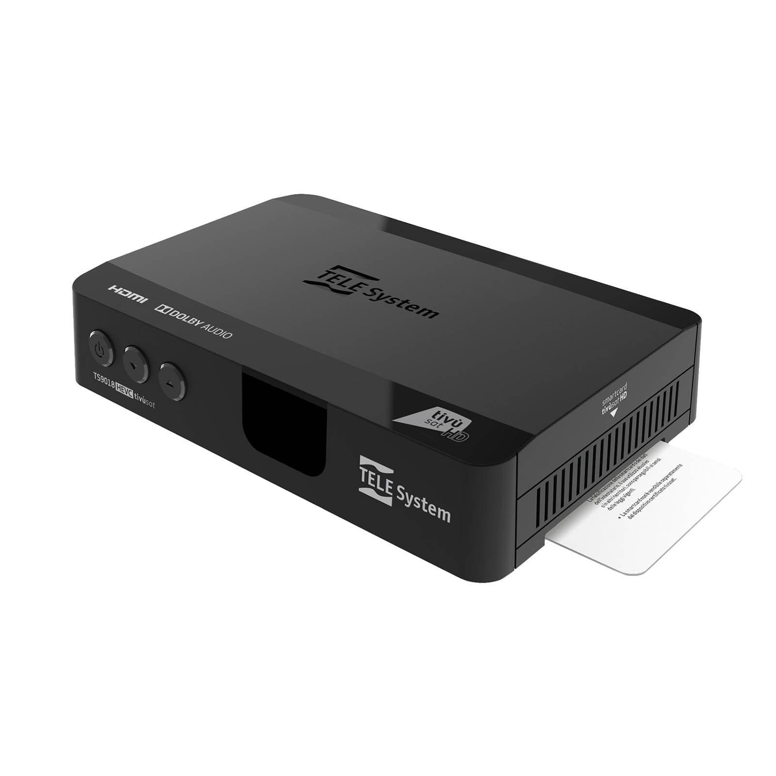 Telesystem TS9018 Full HD HEVC H.265 HDMI DVB-S2 Sat Receiver mit aktiver Tivusat HD Karte B-Ware