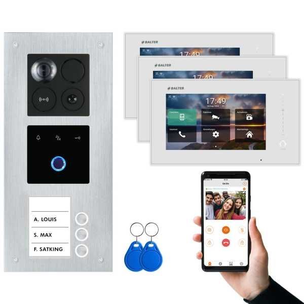 4255573306622 - BALTER ERA IP Unterputz Video Türsprechanlagen mit Fingerprint Silber Weiß 3 Familienhaus Set 3x 7 M 4255573306622 - BALTER ERA IP Unterputz Video Türsprechanlagen mit Fingerprint Silber Weiß 3 Familienhaus Set 3x 7 M