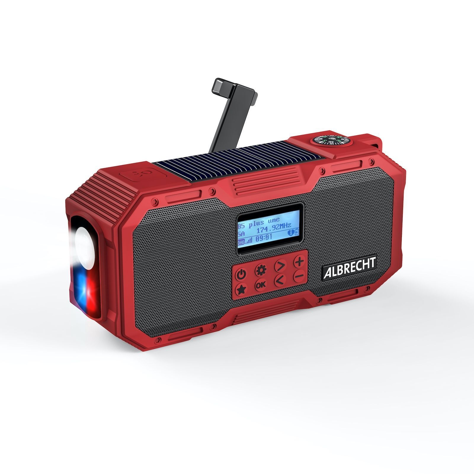 Albrecht Radio DR 112 Outdoor DAB+, Akku, Kurbel, Bluetooth, Stereo, rot/schwarz