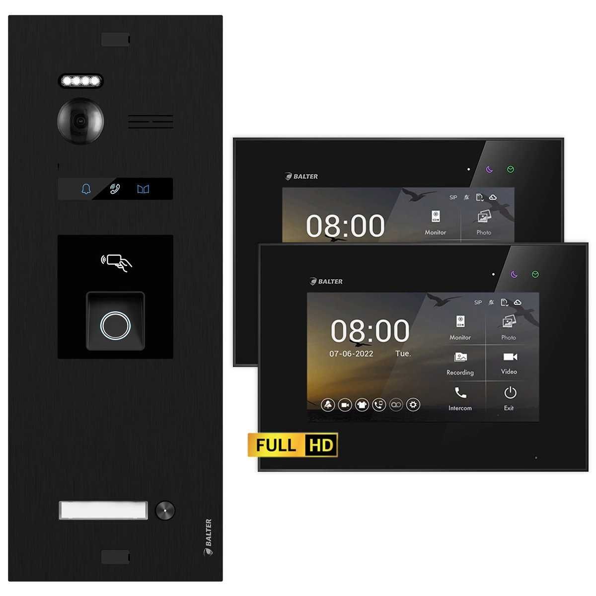 4255573309876 - BALTER EVO HD Video Türsprechanlage mit Fingerprint Schwarz Schwarz 1 Familienhaus Set 2x 7 LCD Moni 4255573309876 - BALTER EVO HD Video Türsprechanlage mit Fingerprint Schwarz Schwarz 1 Familienhaus Set 2x 7 LCD Moni