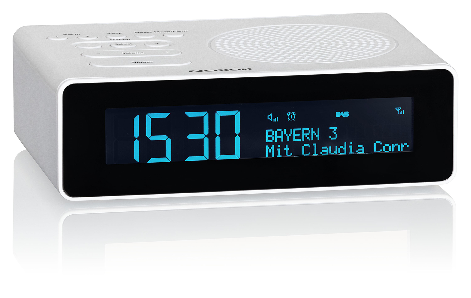 Noxon Gotthard Weiss DAB+, UKW Uhrenradio mit grossem LC-Display, Wecker, Snooze,