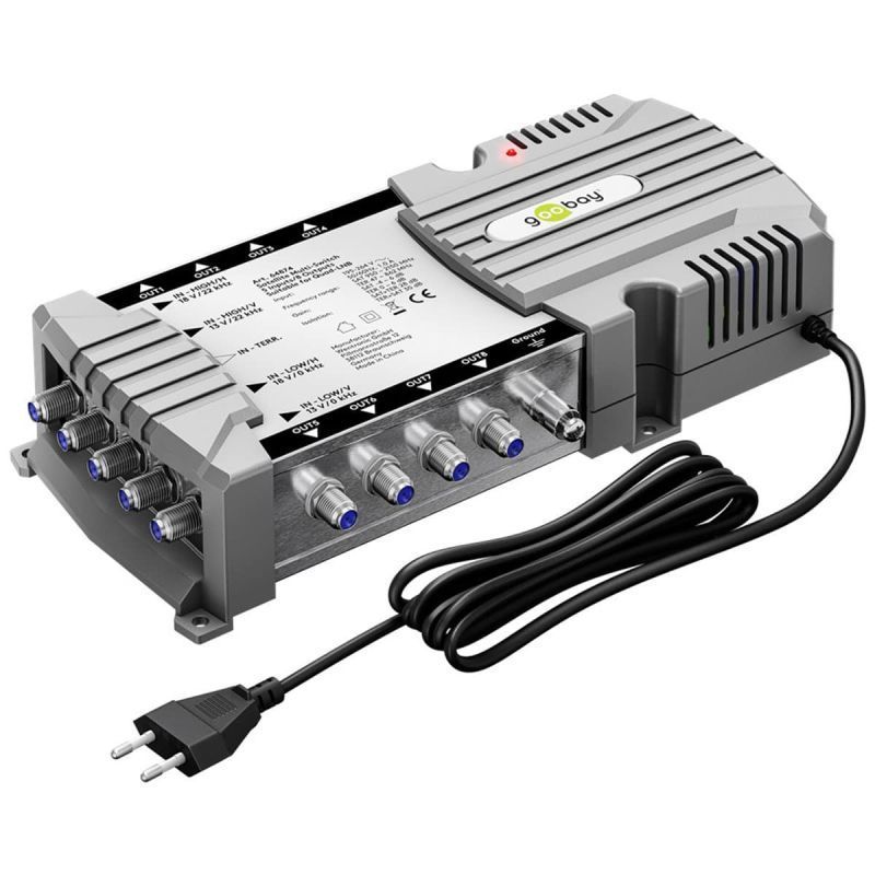Goobay Sat-Multischalter 5/8 5in/8out silbergrau, Verteiler für max. 8Teilnehmer von 1 Satelliten