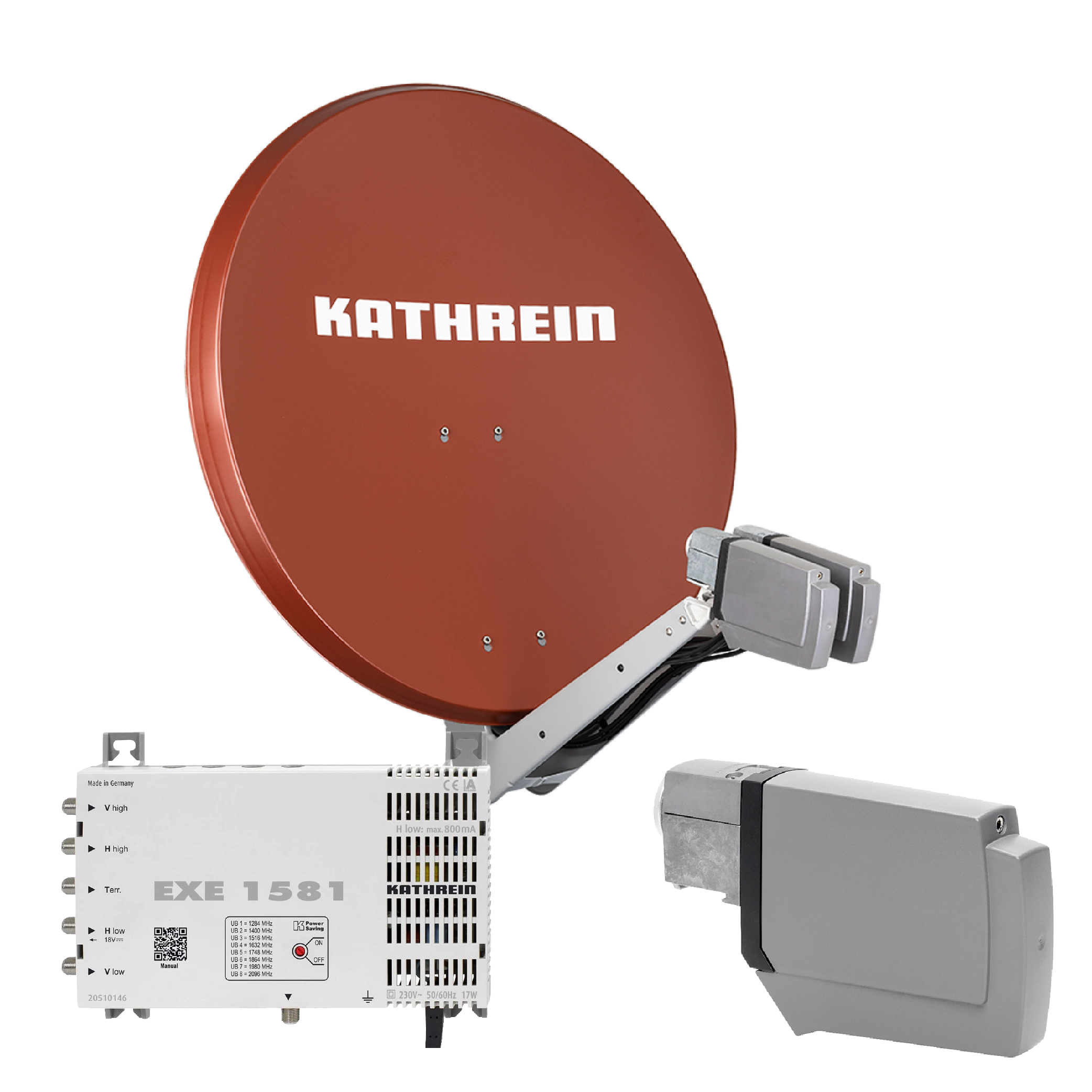 4260704121272 - CAS 90 ro Sat-Antenne multifeedfähig rotbraun - 8 Teilnehmer mit Unicable