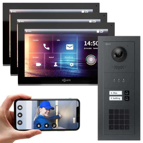 4255573305755 - GOLIATH IP modulare Video Türsprechanlage Anthrazit Unterputz Set für 2 Familienhaus 3x 10 Monitor S 4255573305755 - GOLIATH IP modulare Video Türsprechanlage Anthrazit Unterputz Set für 2 Familienhaus 3x 10 Monitor S