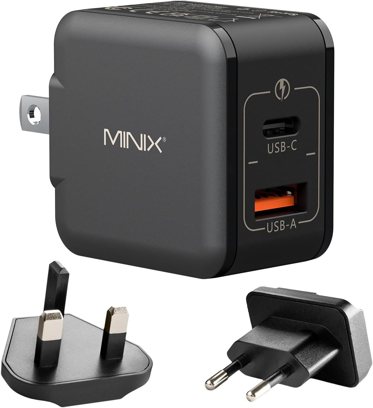 MINIX P1 Mini, 2 Port 33W GaN Schnell-Ladegerät USB-C & USB-A