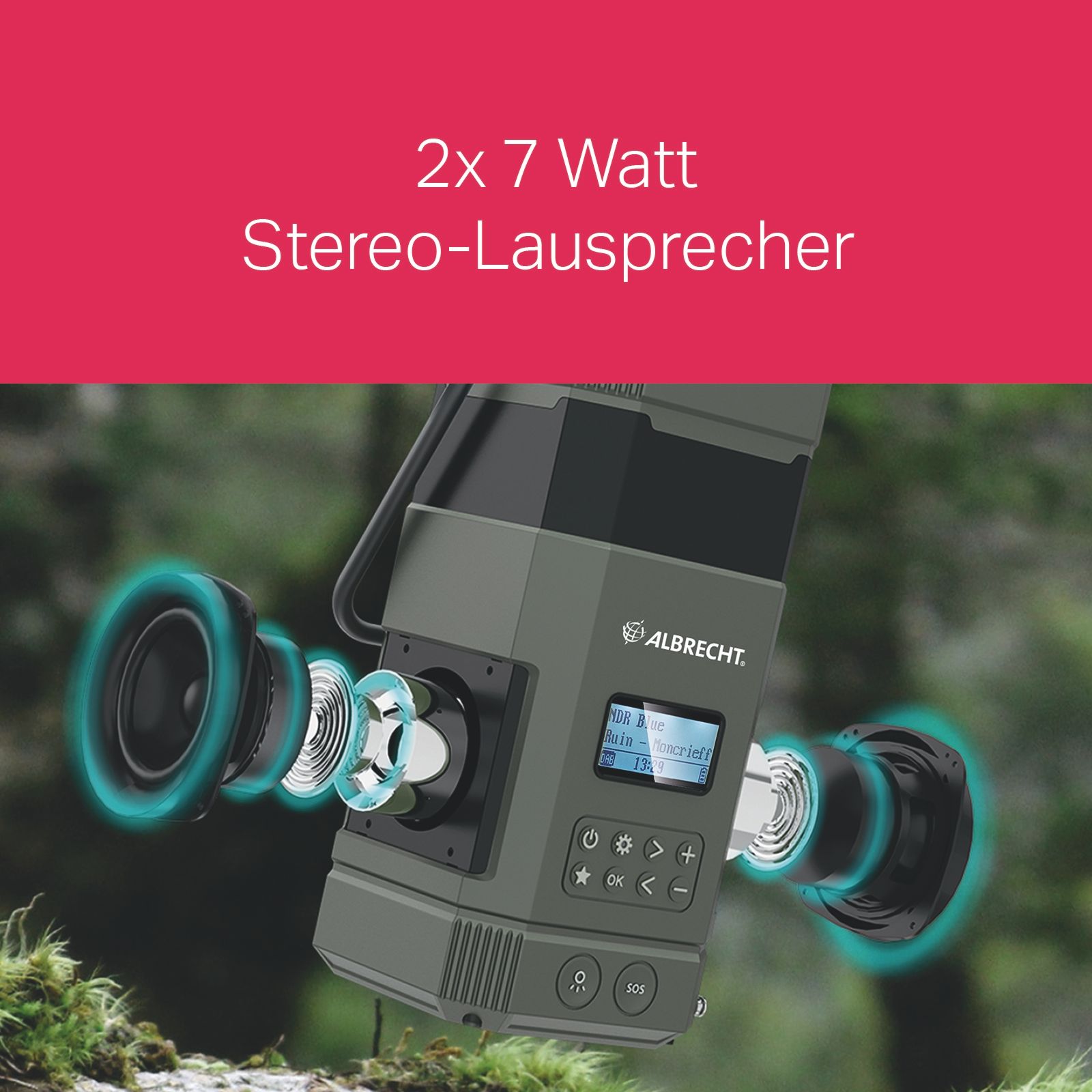 Albrecht DR 114 DAB+ Outdoor-Radio mit Camping-Lampe, UKW, SOS, Taschenlampe, Solar, PowerBank