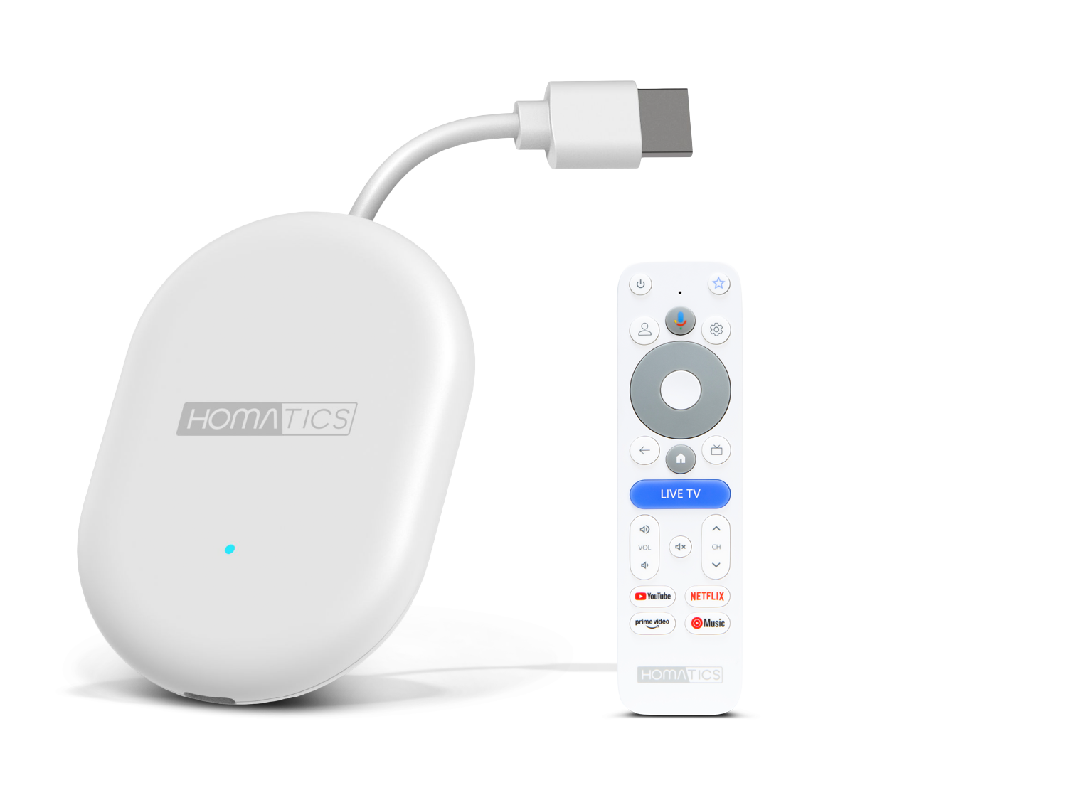 Homatics Dongle Lite 4K V2 Google TV Mediaplayer 4K UHD, WiFi, Bluetooth, Sprachfernbedienung, Dolby