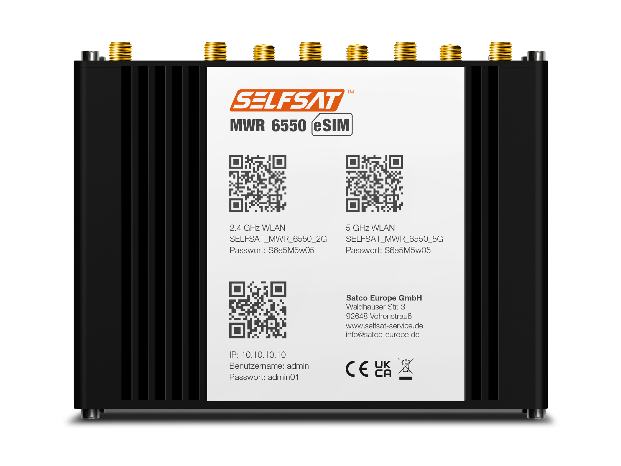 3700433897587 - SELFSAT MWR 6550 eSIM - 5G Cat 19 WiFi 6 WLAN Router mit GPS und bis zu 34 Gbit s
