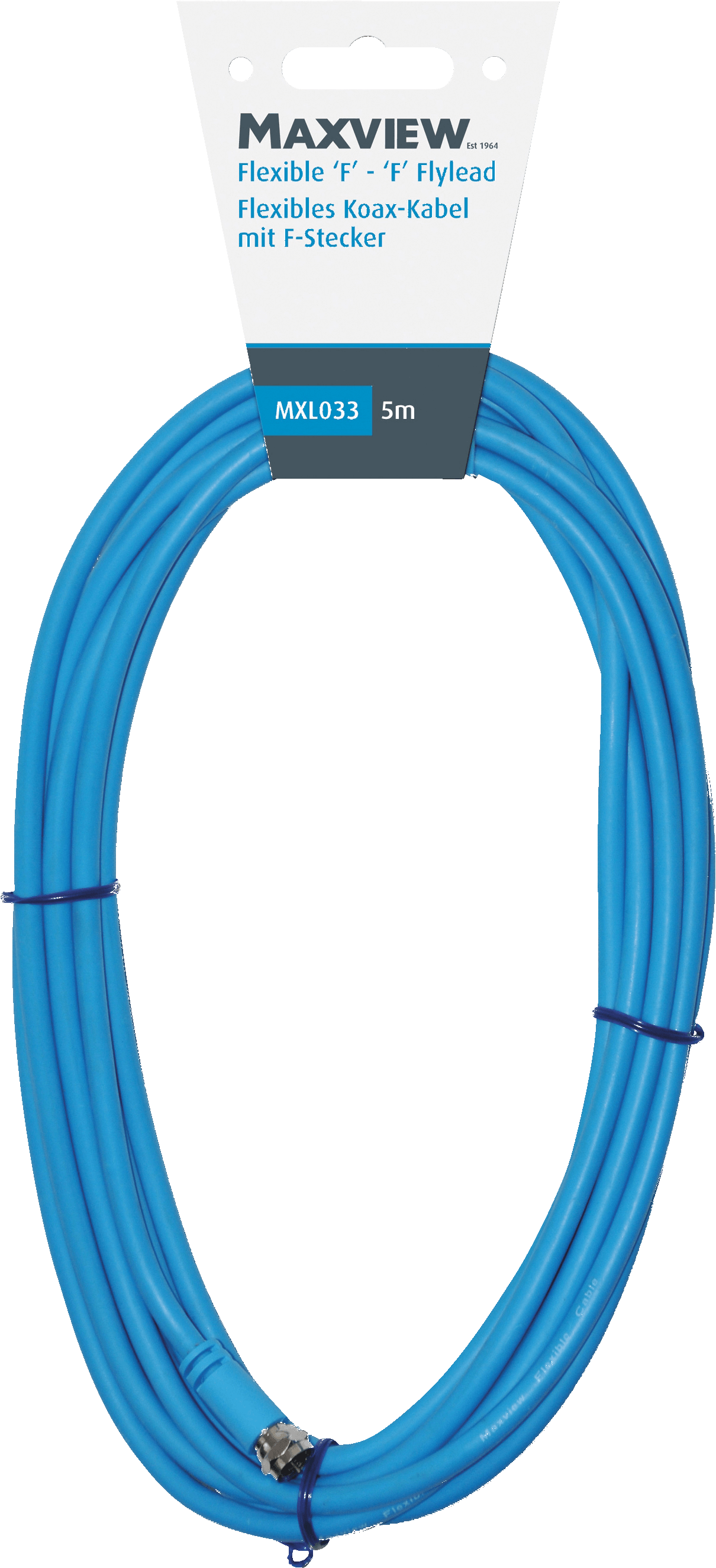 5016163522322 - SAT-Antennenanschlusskabel 2x F-Stecker flexibel blau 5 m 75 dB - Maxview 5016163522322 - SAT-Antennenanschlusskabel 2x F-Stecker flexibel blau 5 m 75 dB - Maxview