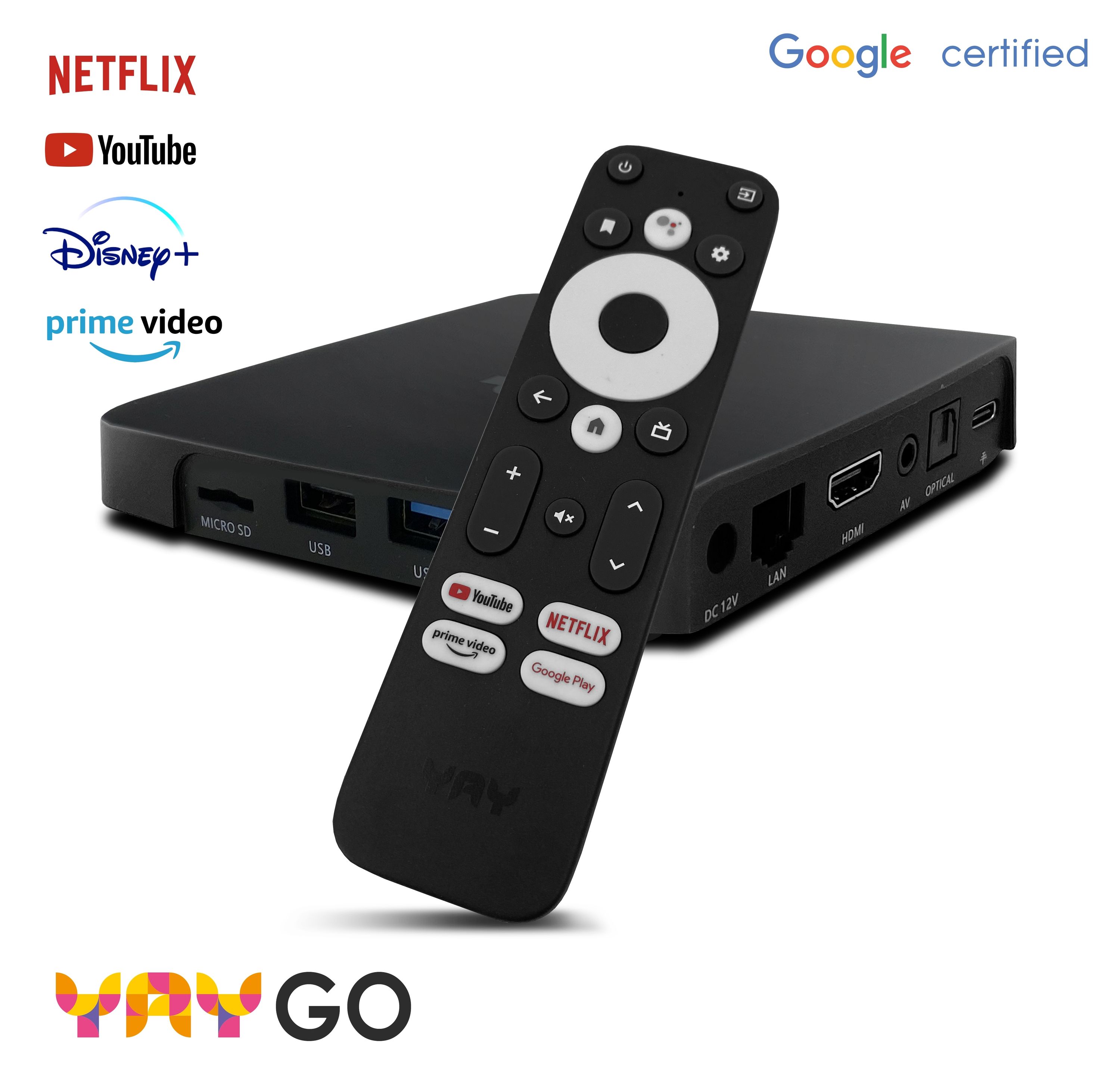 YAY GO Android TV HIGH-END 4K UHD Streaming Box Android 14 B-Ware