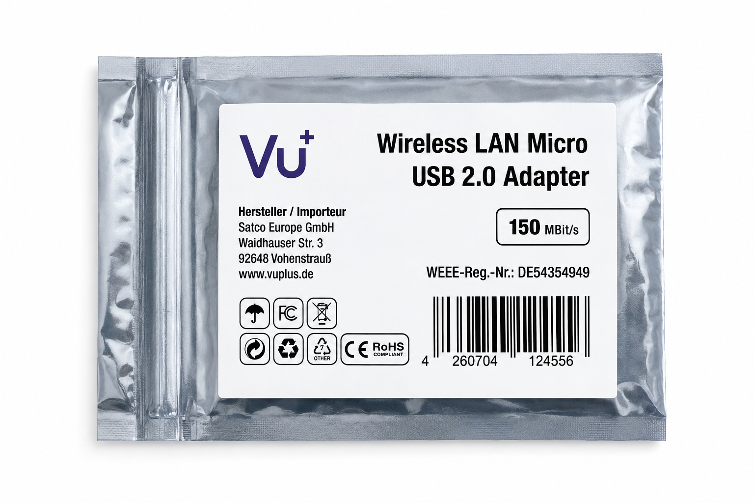 VU+150Mbit/s VUWL150 Micro USB Wlan Stick Schwarz Bulk