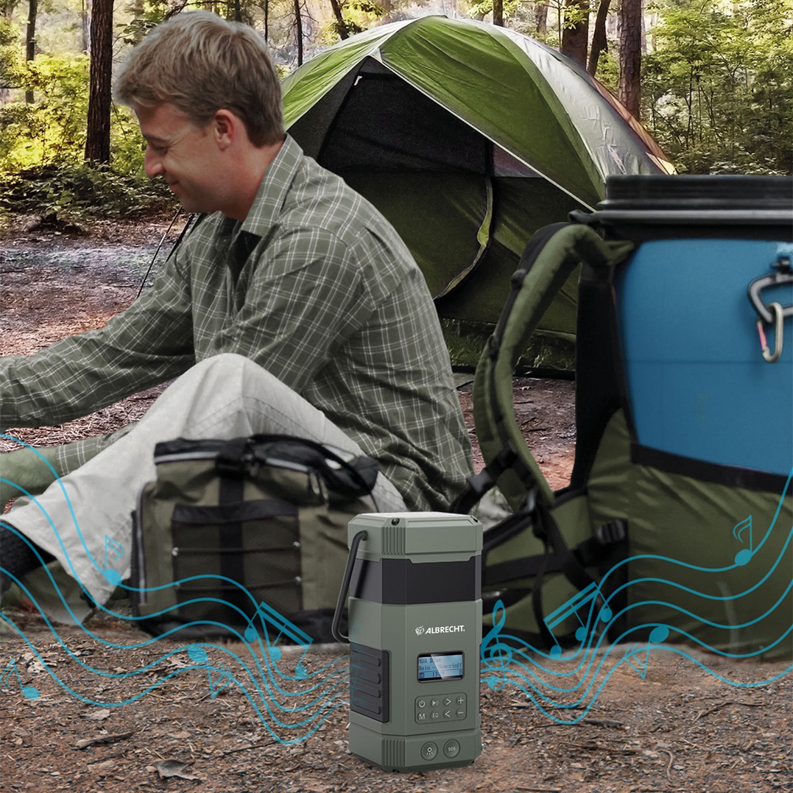 Albrecht DR 114 DAB+ Outdoor-Radio mit Camping-Lampe, UKW, SOS, Taschenlampe, Solar, PowerBank