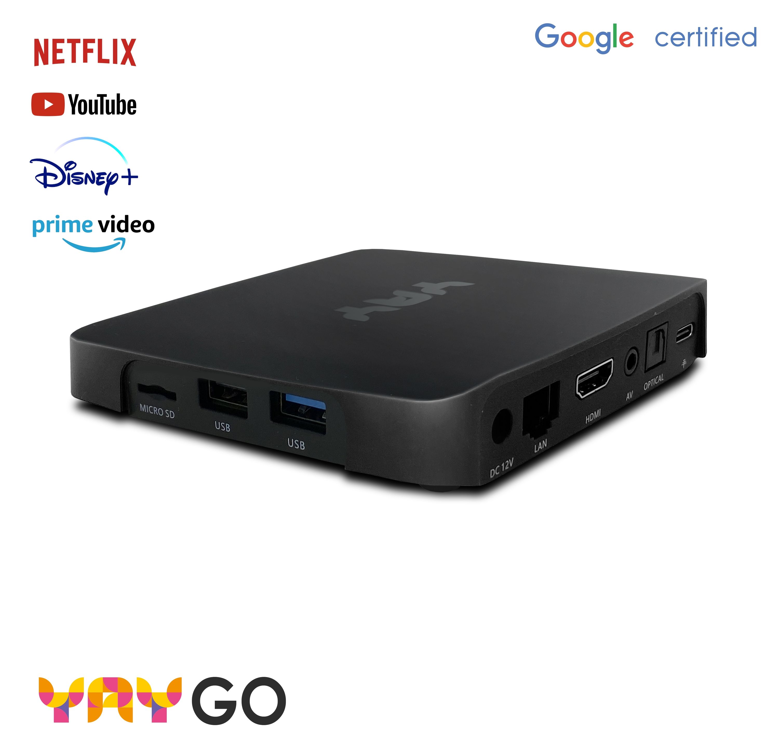 YAY GO Android TV HIGH-END 4K UHD Streaming Box Android 14 B-Ware