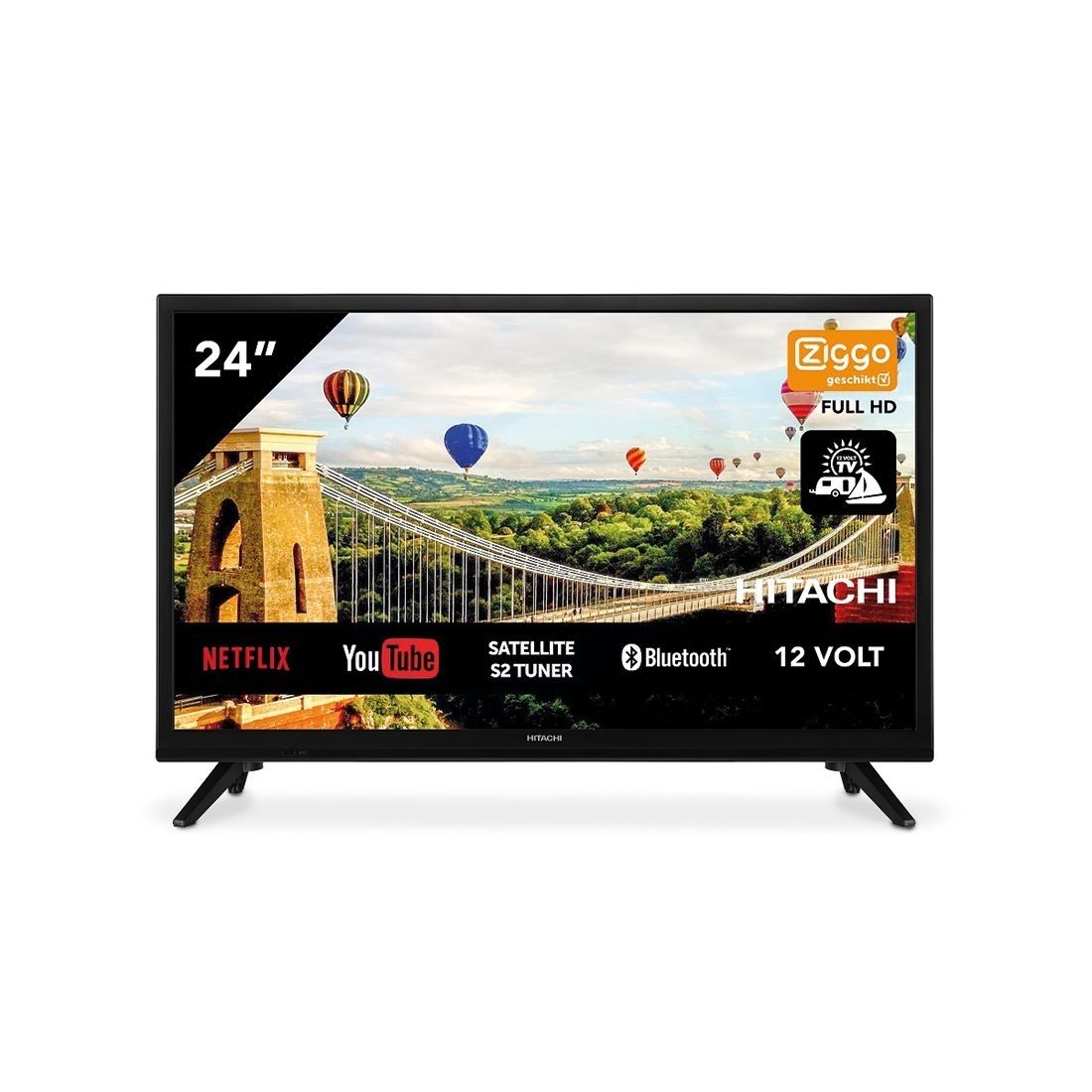 Hitachi 24HE2202 24 Zoll 61cm Smart AndroidTV Wifi Bluetooth HD LED DVB-S2/C/T2 - 12V / 230V B-Ware