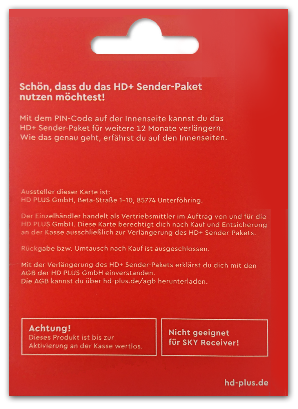 Hd+ Karte 12 Monate Günstig Kaufen HD+ Verlängerung 12 Monate für alle HD Plus Karten HD01/02/03/04/05