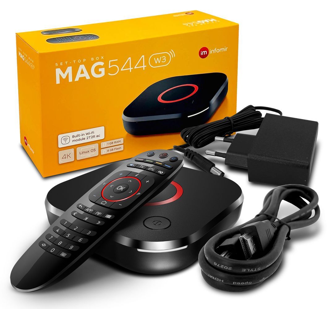 MAG 544w3 IPTV Set Top Box mit 4K und HEVC H 265 Unterstützung Linux