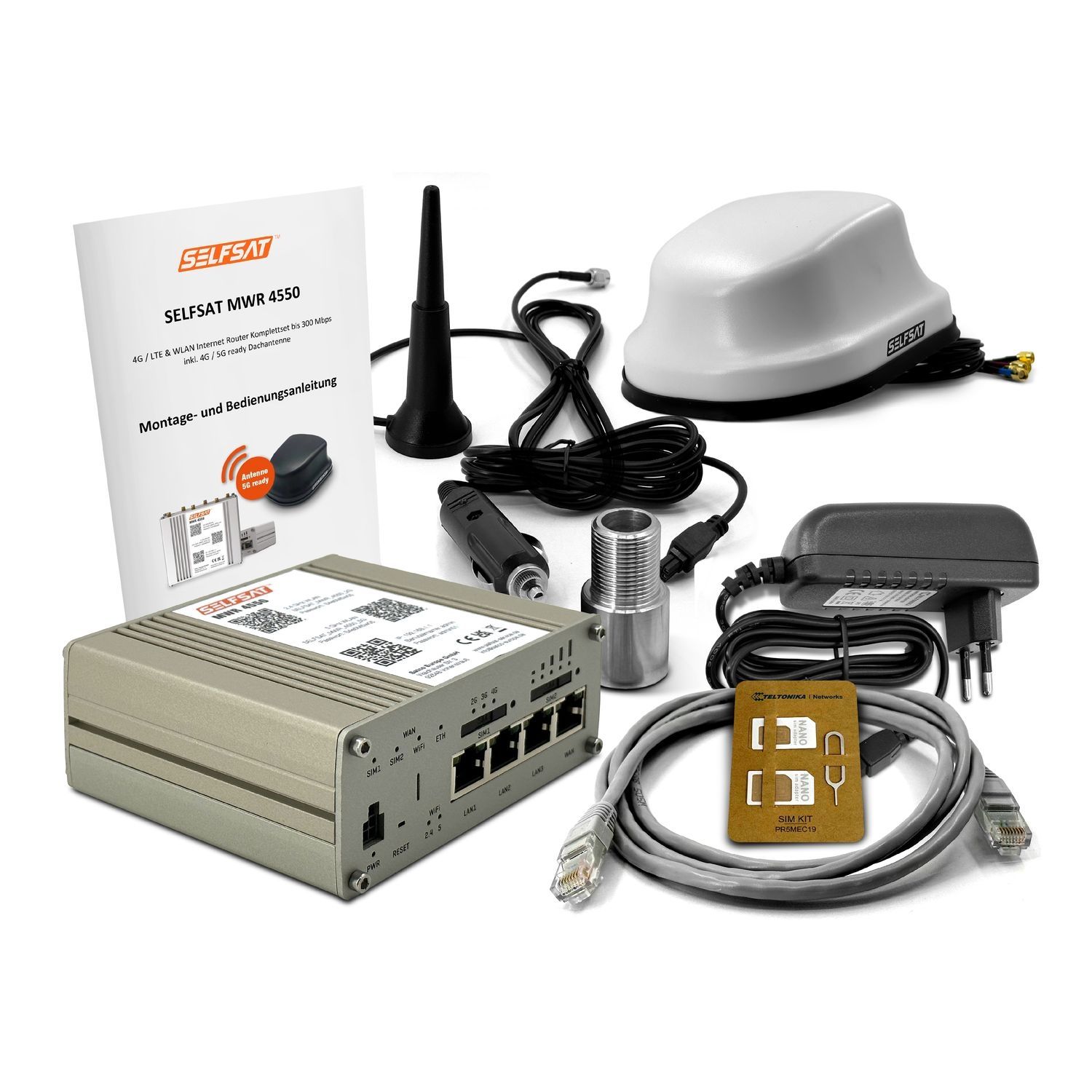 SELFSAT MWR 4524 4G/LTE & WLAN Router Mit Dachantenne - Bis 150 Mbps Für Wohnmobil & Boot