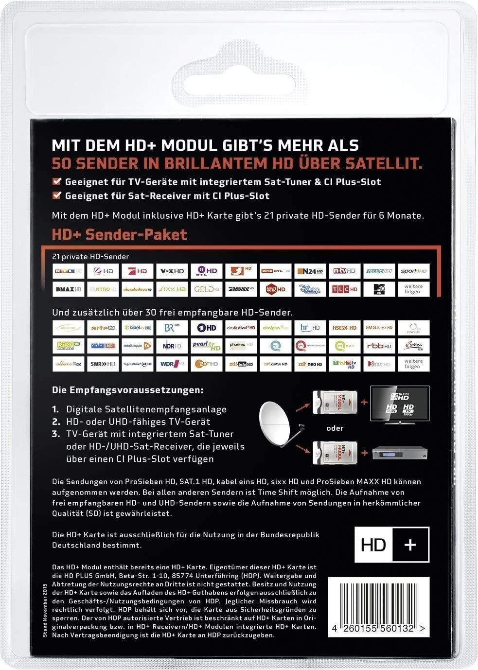 HD PLUS CI+ Modul für 12 Monate (inkl. HD+ Karte, geeignet für HD und ...