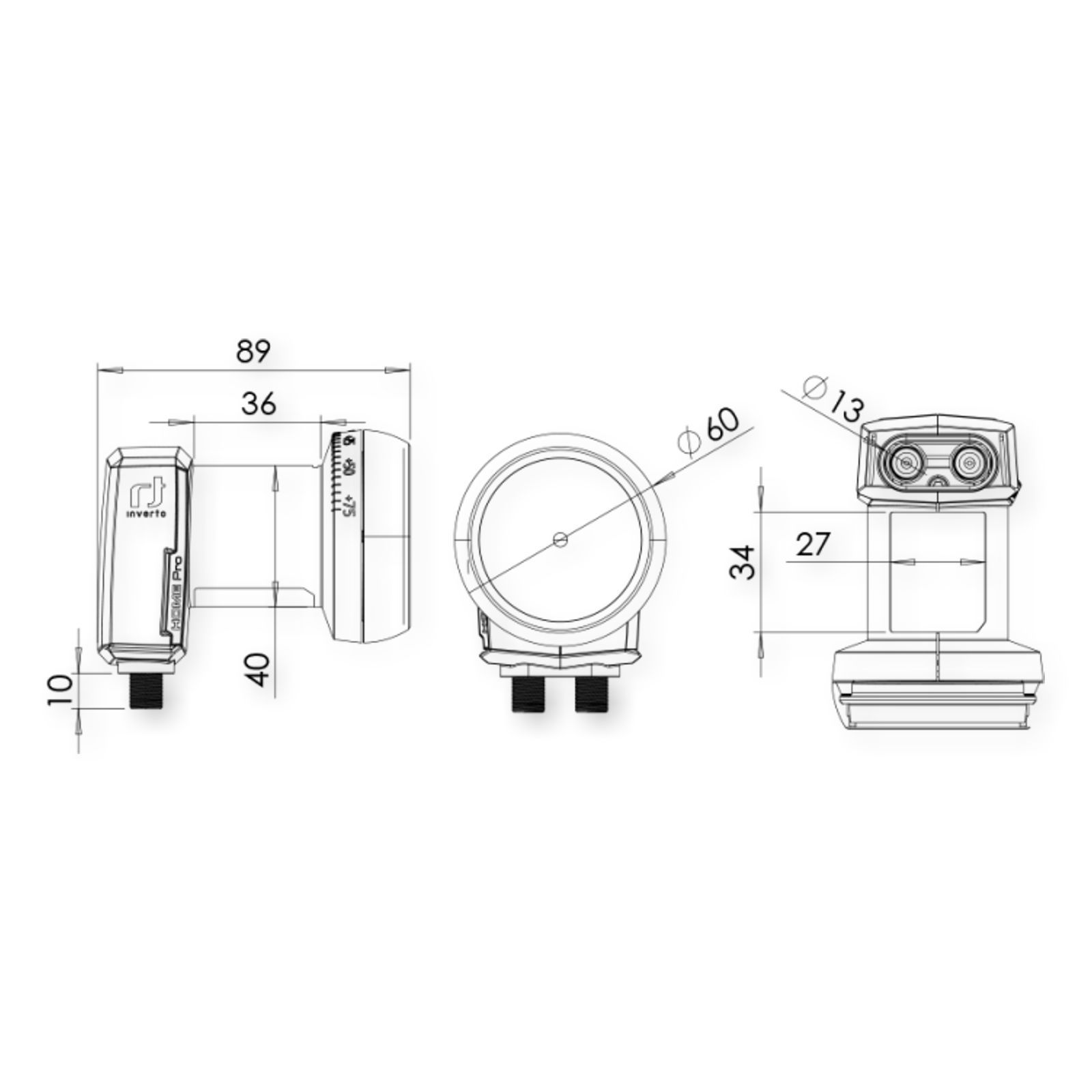 Inverto universal Twin LNB IDLH-TWL413-HMPRO-OPX Home Pro 40mm 4G/LTE ...