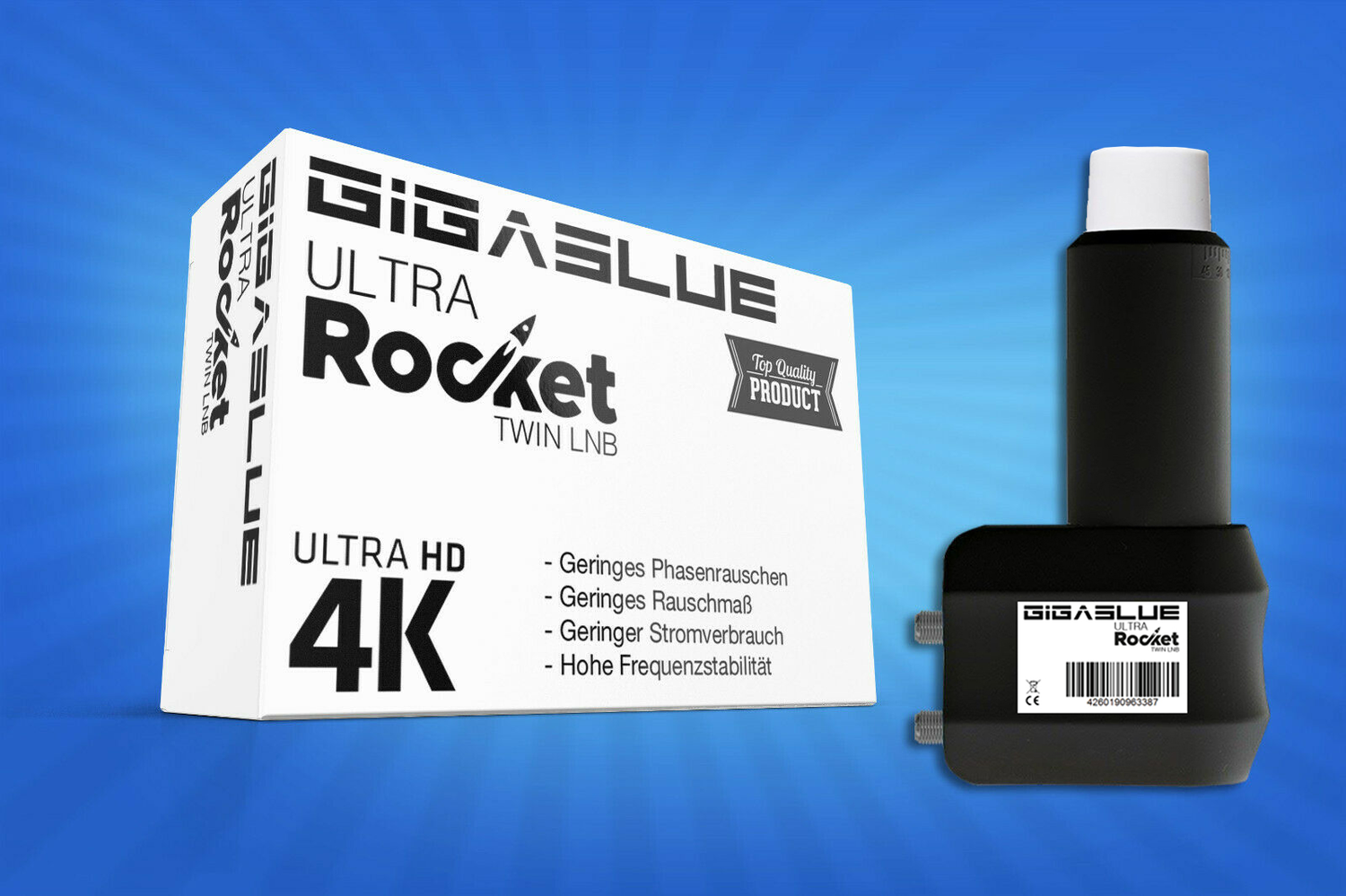 LNB Twin Premium X Rocket Per 2 Partecipanti, Multifeed, Per HD/4K, Con Connettori F Placcati Oro E Protezione Meteo